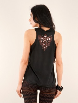 Toonzshop Talah Printed Tank Top Tanktop Dames Zwart Bruin | 471238-WZA