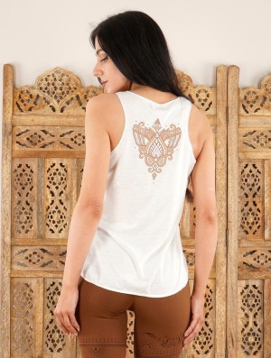 Toonzshop Talah Printed Tank Top Tanktop Dames Wit Bruin | 387612-AHU