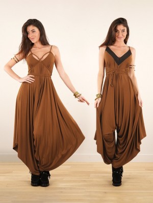 Toonzshop Topäaz Loose And Reversible Strappy Jumpsuit Jumpsuit Dames Caramel | 319752-IST