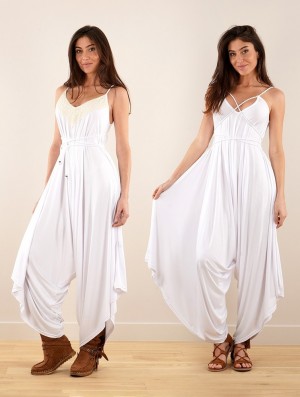 Toonzshop Topäaz Loose And Reversible Strappy Jumpsuit Jumpsuit Dames Wit | 619348-ZUK