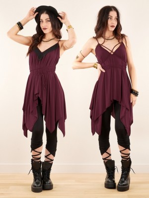 Toonzshop Topäaz Loose And Reversible Strappy Tunic Topjes Dames Wine | 153872-SDH