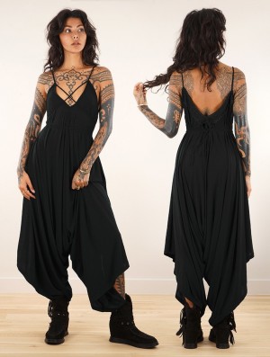 Toonzshop Topäaz Loose And Reversible Strappy Jumpsuit Jumpsuit Dames Zwart | 387540-BQN