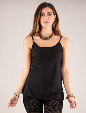 Toonzshop Ullinn Shoulder Strap Top Topjes Dames Zwart | 846091-RGQ