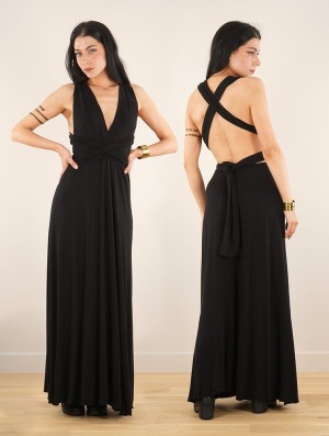 Toonzshop Wakiza Long Infinity Dress Jurk Dames Zwart | 254198-GJK