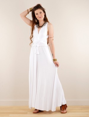 Toonzshop Wakiza Long Infinity Dress Jurk Dames Wit | 619742-AWG