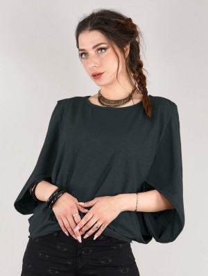 Toonzshop Wala Batwing Sleeve Oversize Top Topjes Dames Zwart | 409287-ISN