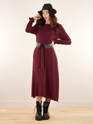 Toonzshop Wasilah Long Sweater Dress Jurk Dames Wine | 453610-LTY