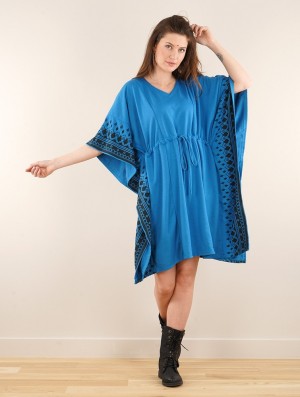 Toonzshop Wilwarin Ethnic Arrow Kaftan Dress Jurk Dames Blauw | 651748-CHW