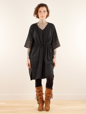 Toonzshop Wilwarin Ethnic Arrow Kaftan Dress Jurk Dames Zwart | 715068-IGW