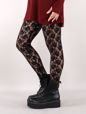 Toonzshop Yaö-kö Lace Long Leggings Leggings Dames Zwart | 721685-YNH