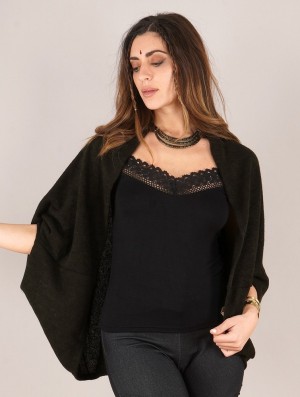 Toonzshop Yesenia Bat Sleeve Cardigan Cardigan Dames Zwart | 354218-FMA