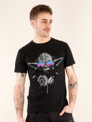 Toonzshop Yoda Master Printed Short Sleeve T-shirt T-Shirt Heren Zwart | 930418-WBR