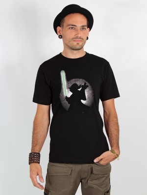 Toonzshop Yoda Shadow Printed Short Sleeve T-shirt T-Shirt Heren Zwart | 324819-RTC