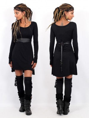Toonzshop Ysïaa Long Sleeve Dress Jurk Dames Zwart | 038745-LVH