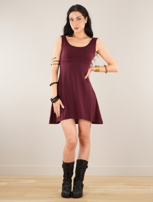 Toonzshop Ysïaak Sleeveless Dress Jurk Dames Wine | 182543-RZP