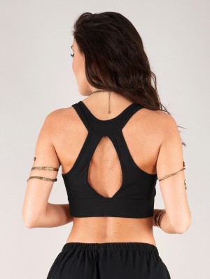 Toonzshop Zohra Crop Top Bra BH Dames Zwart | 526491-NUX